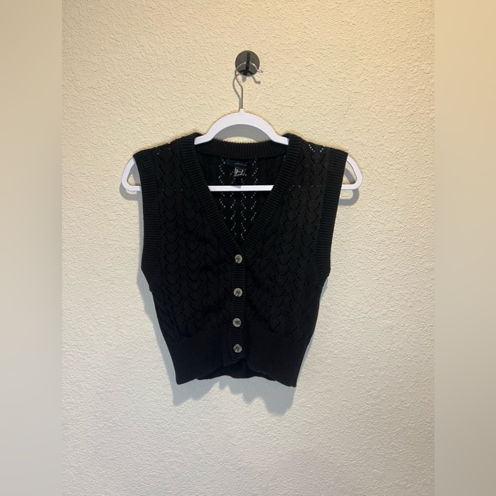 Cropped Knit Button Up Vest